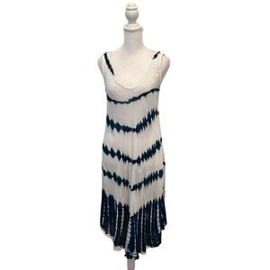 India Boutique Free Size blue and white tie dye flowy sheer dress coverup EUC